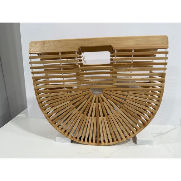 Miuco Bamboo Ark Bag Half Moon Purse Boho Coastal Cottagecore Beach New - Picture 10 of 10